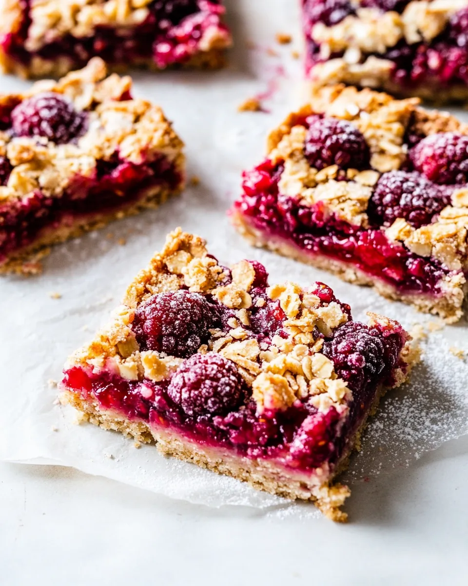 Ultimate Buttery Raspberry Crumble Bars. food shot