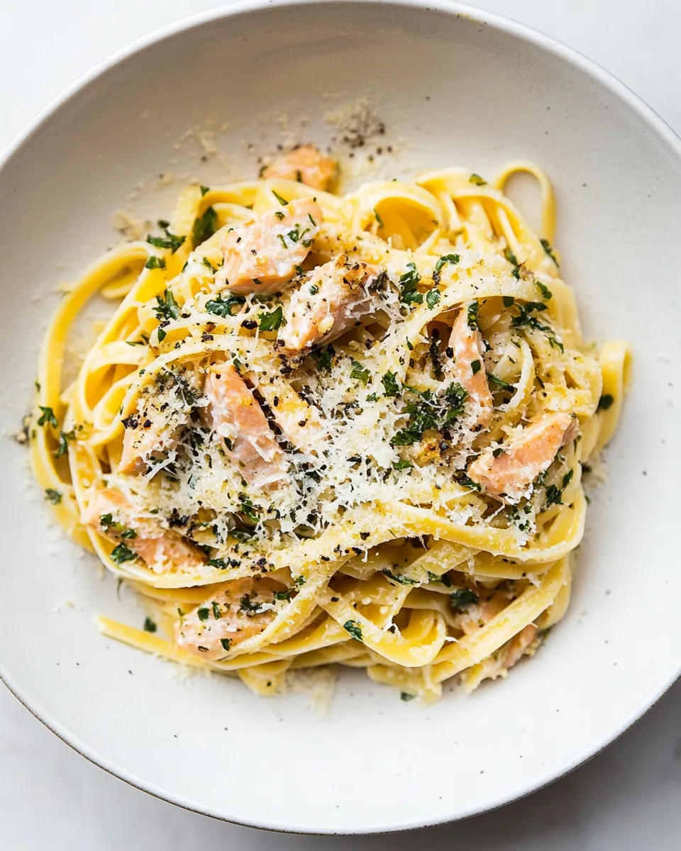 Delicious Canned Salmon Pasta shot