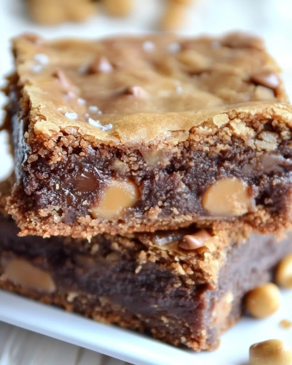 Homemade Caramel Brownie Peanut Butter Cookie Bars recipe photo