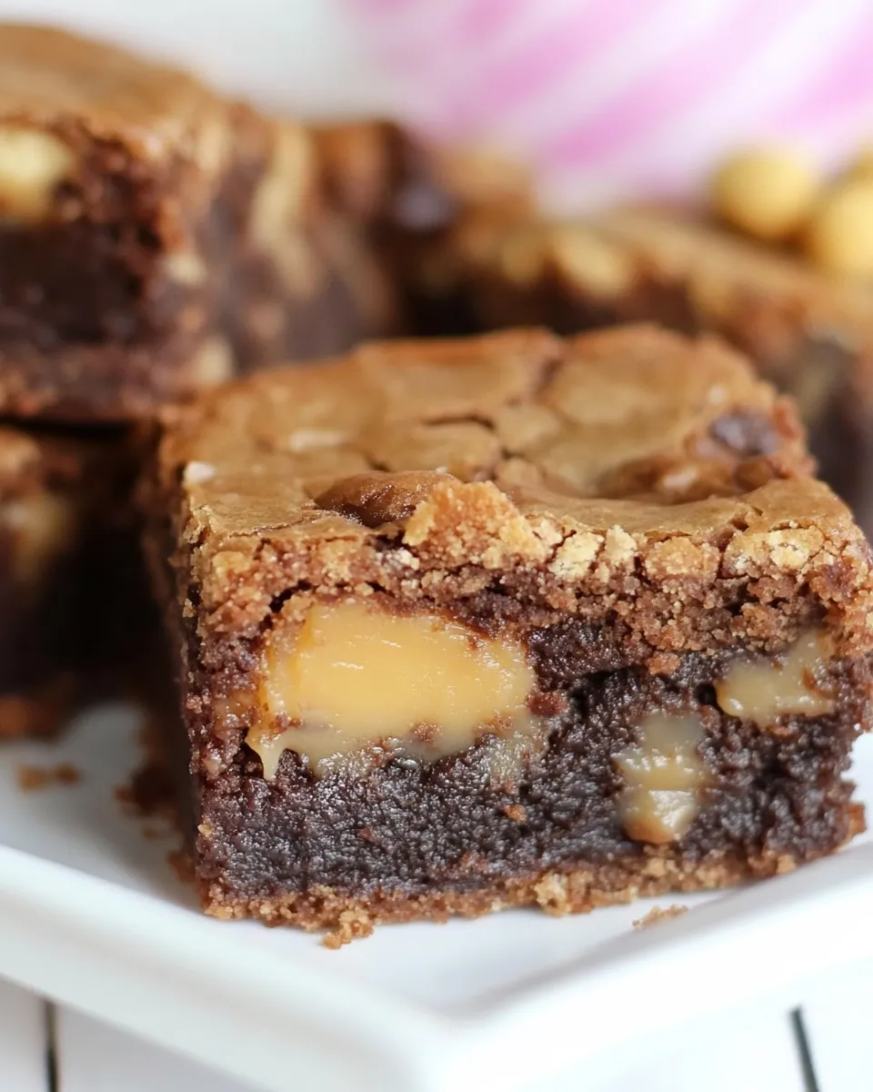 Delicious Caramel Brownie Peanut Butter Cookie Bars shot