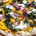 Easy Caramelized Onion, Butternut Squash, and Crispy Kale Pizza. recipe photo