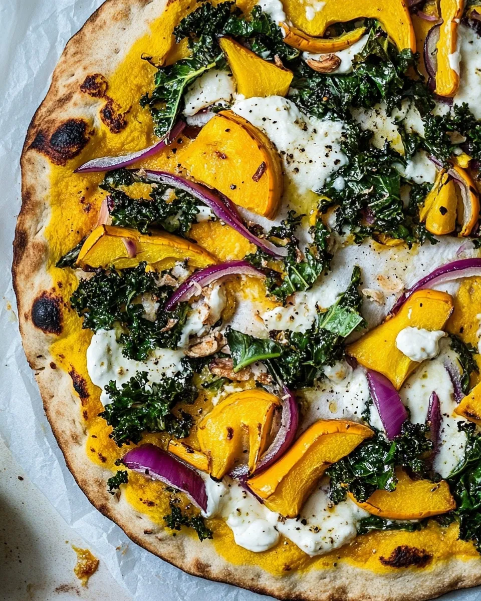 Classic Caramelized Onion, Butternut Squash, and Crispy Kale Pizza. picture