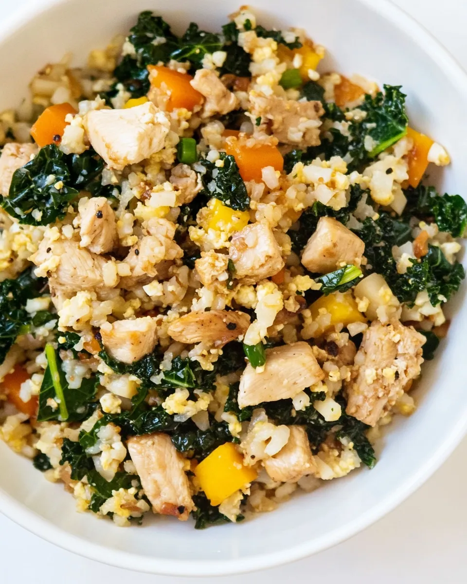 Classic Cauliflower Fried Rice with Kale & Chicken Recipe image