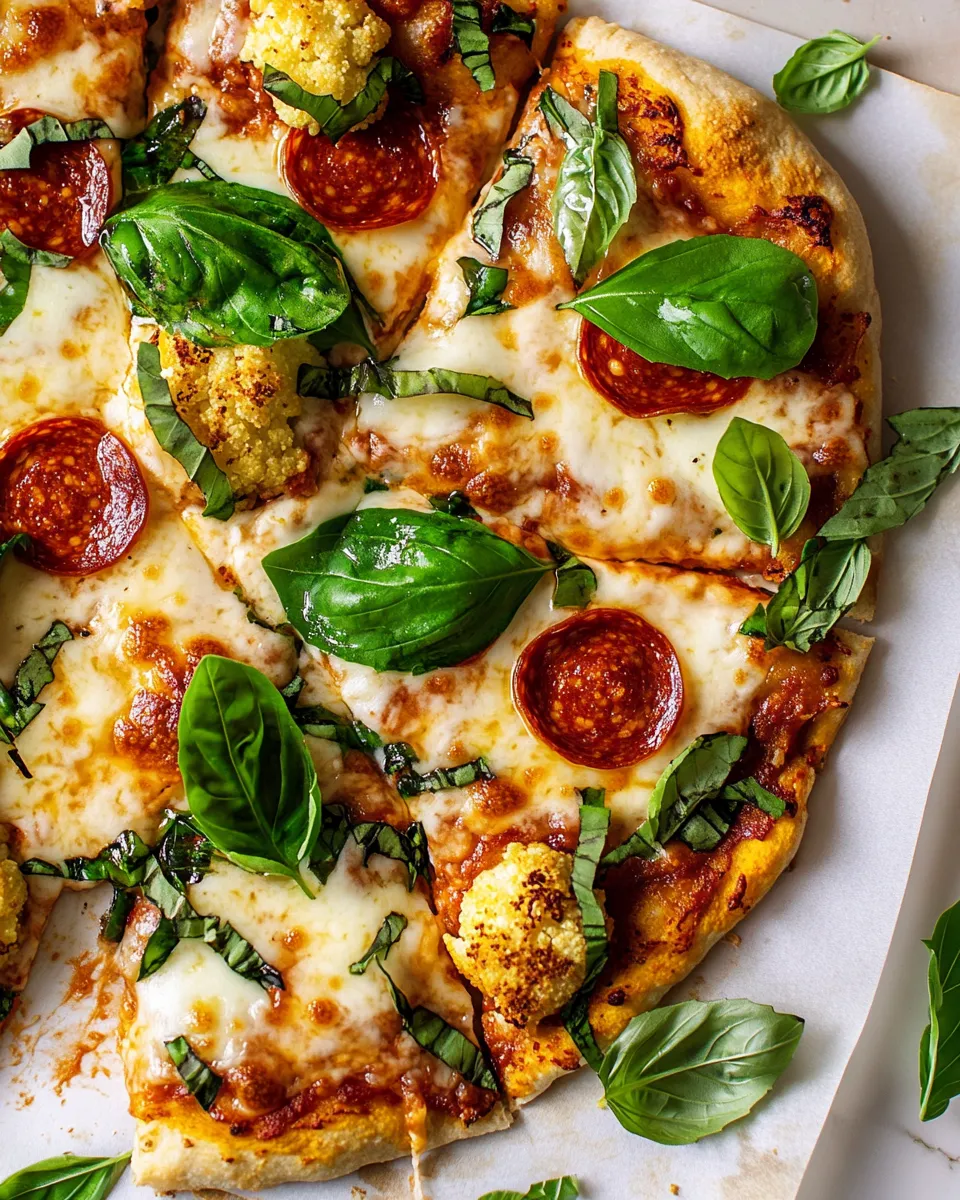 Easy Cauliflower Pepperoni Cheese Pizza. picture
