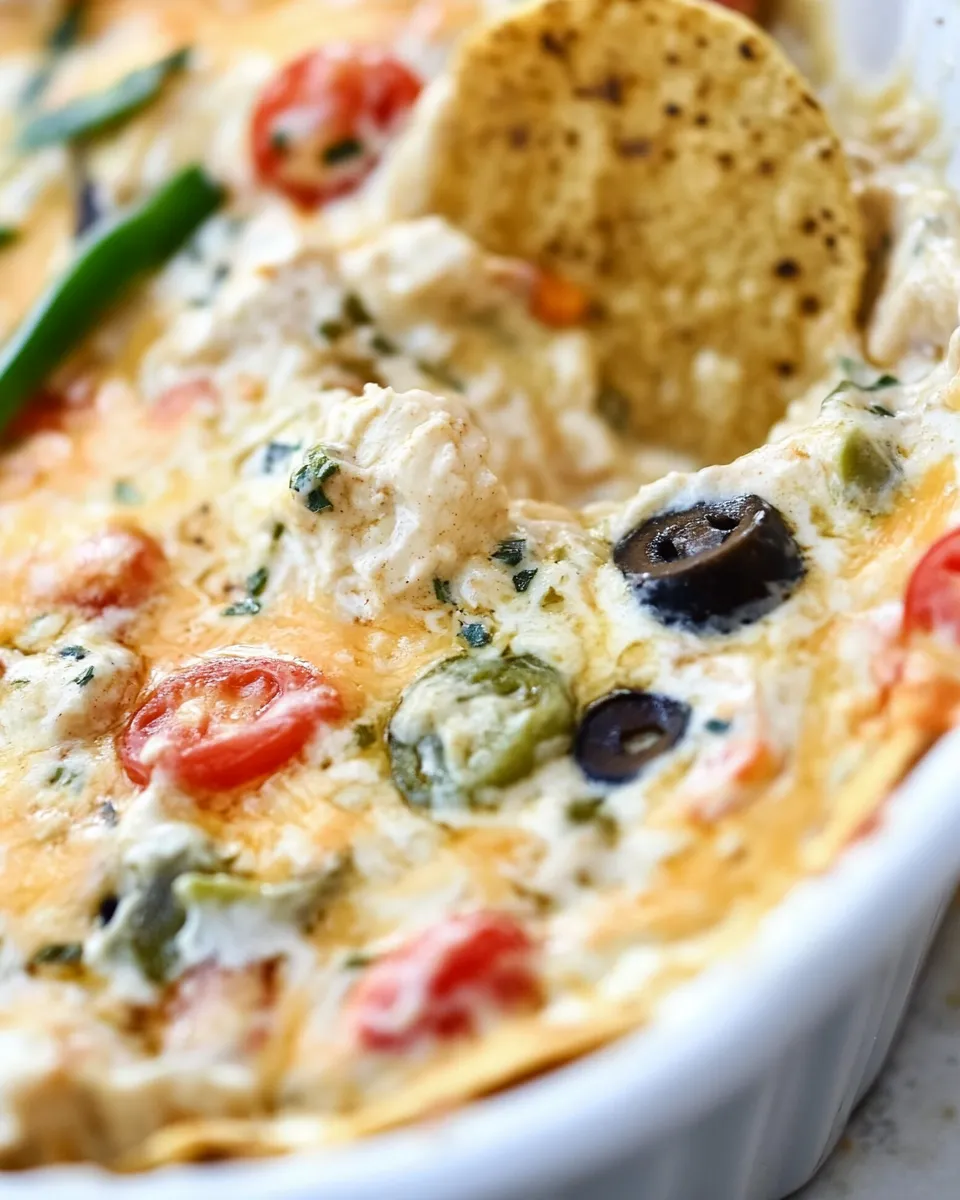 Delicious Cheesy Chicken Enchilada Dip. shot