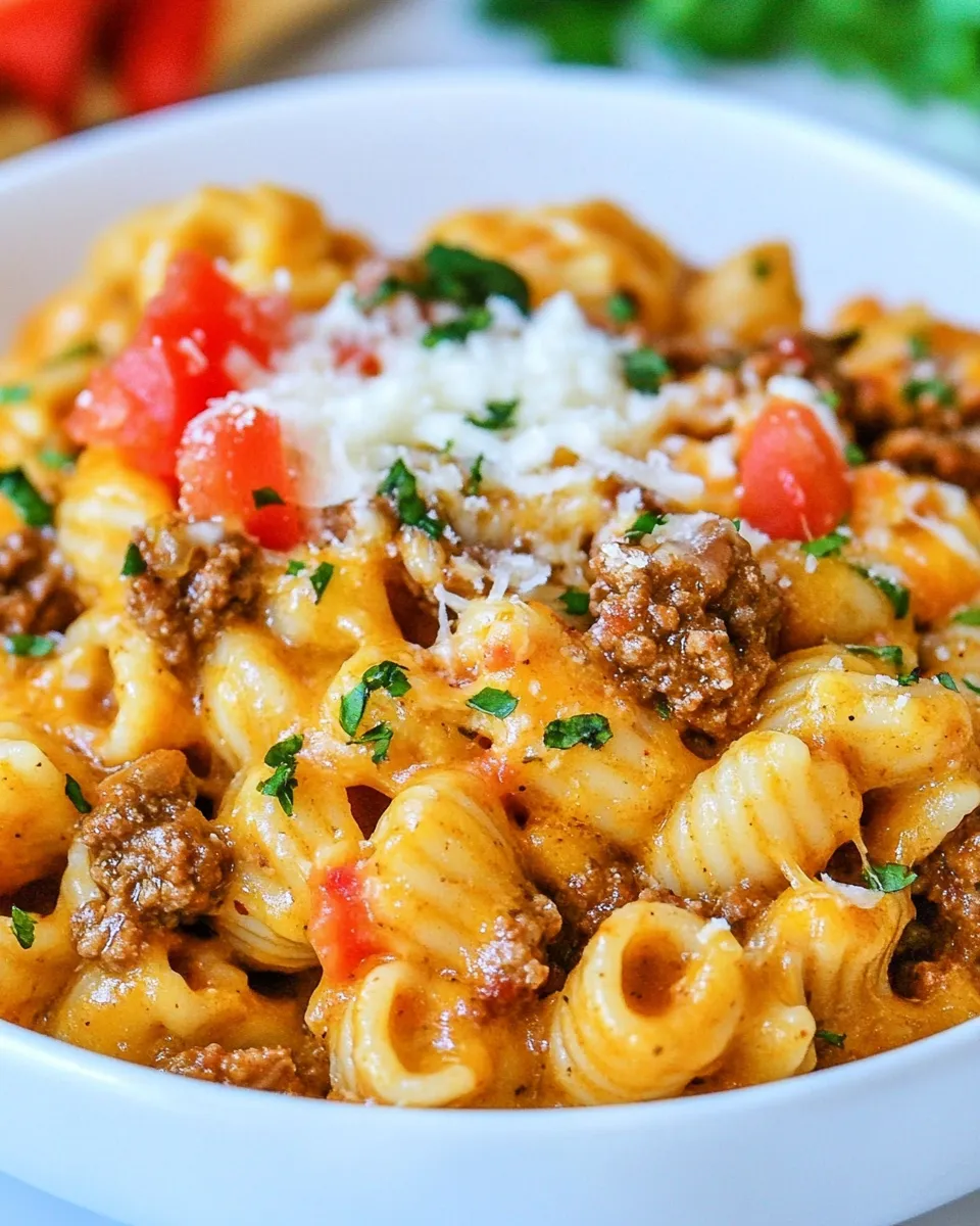 Delicious Cheesy Instant Pot Taco Pasta food shot