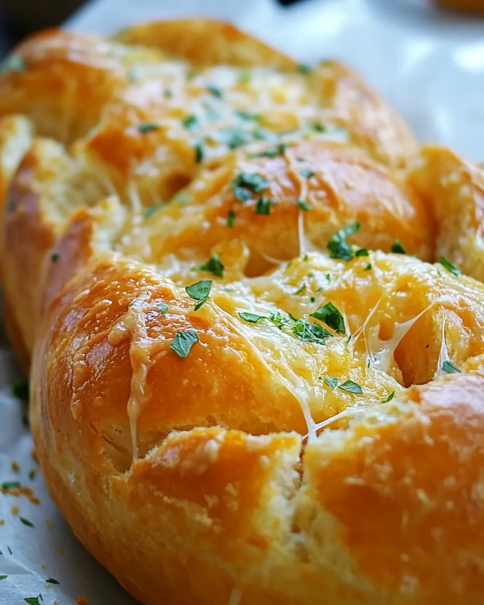 Delicious Cheesy Pull Apart Garlic Bread shot