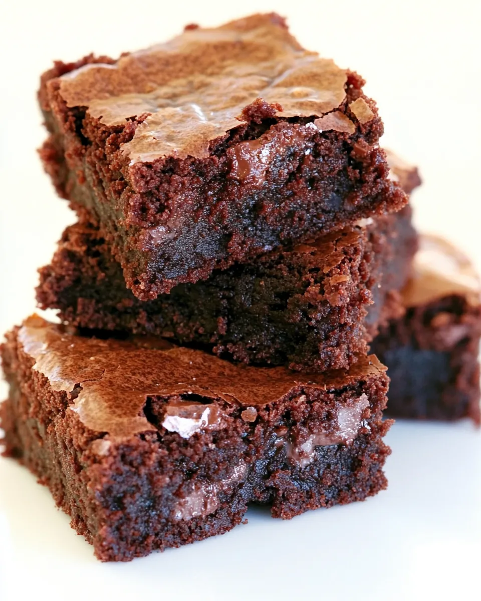 Quick Chewy, Fudgy Triple-Chocolate Brownies shot