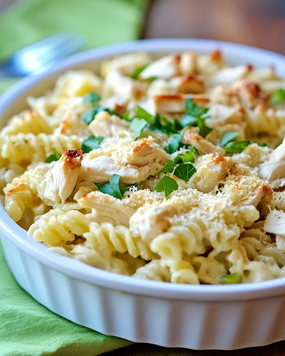 Delicious Chicken Caesar Pasta Casserole shot