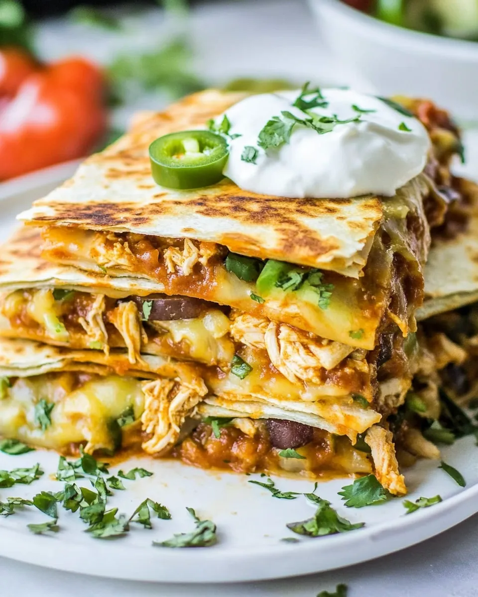 Delicious Chicken Enchilada Quesadillas shot