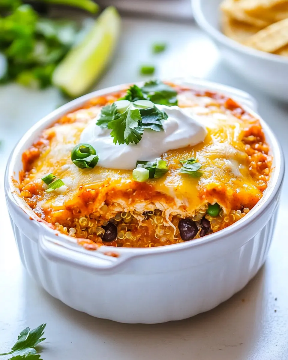 Delicious Chicken Quinoa Enchilada Casserole shot