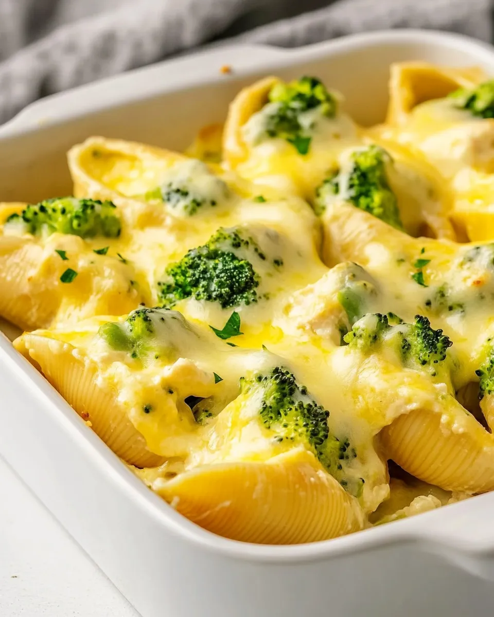 Delicious Chicken and Broccoli Stuffed Shells shot