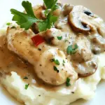 Homemade Chicken with Mushroom Sauce over Mashed Potatoes photo