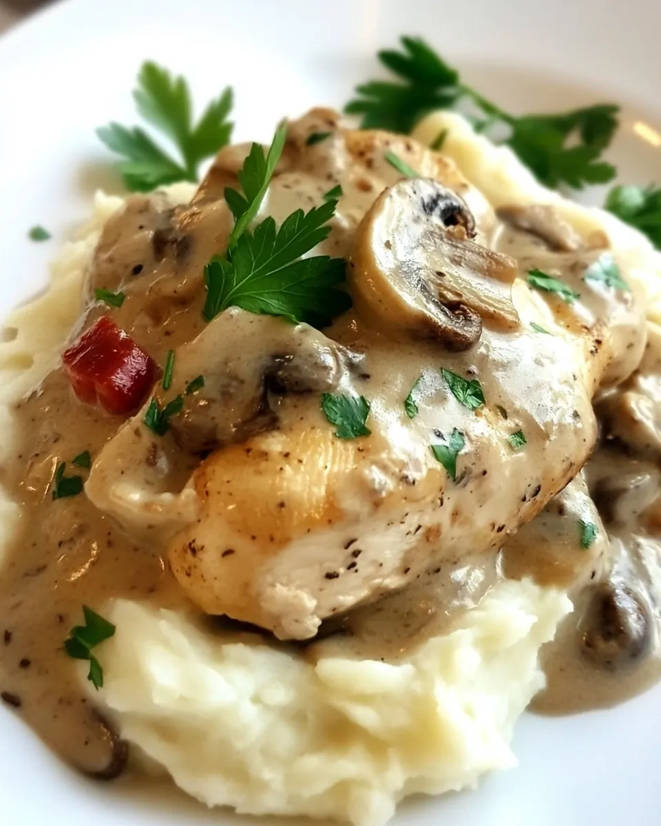 Easy Chicken with Mushroom Sauce over Mashed Potatoes picture