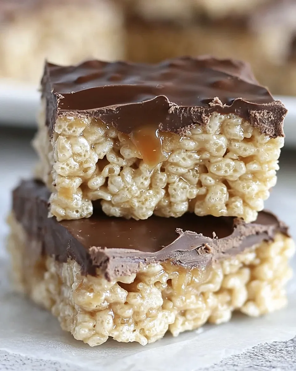 Classic Chocolate Caramel Rice Krispie Treats image