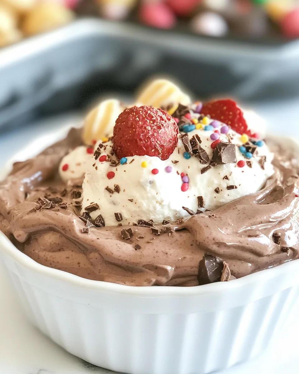 Delicious Chocolate Cheesecake Cake Batter Dip shot