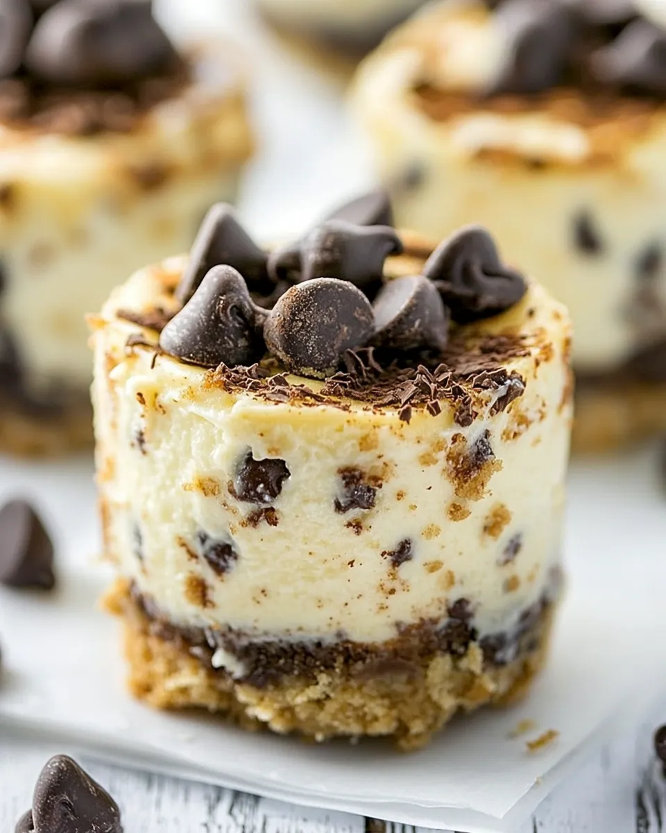 Delicious Chocolate Chip Cookie Cheesecakes shot