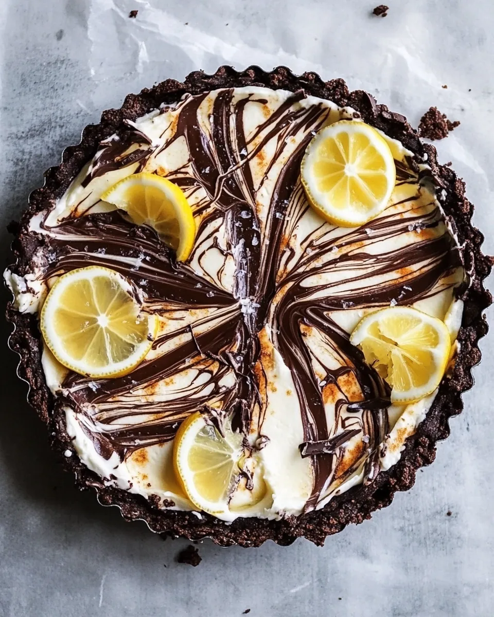 Easy Chocolate Fudge Swirled Lemon Ricotta Tart. picture