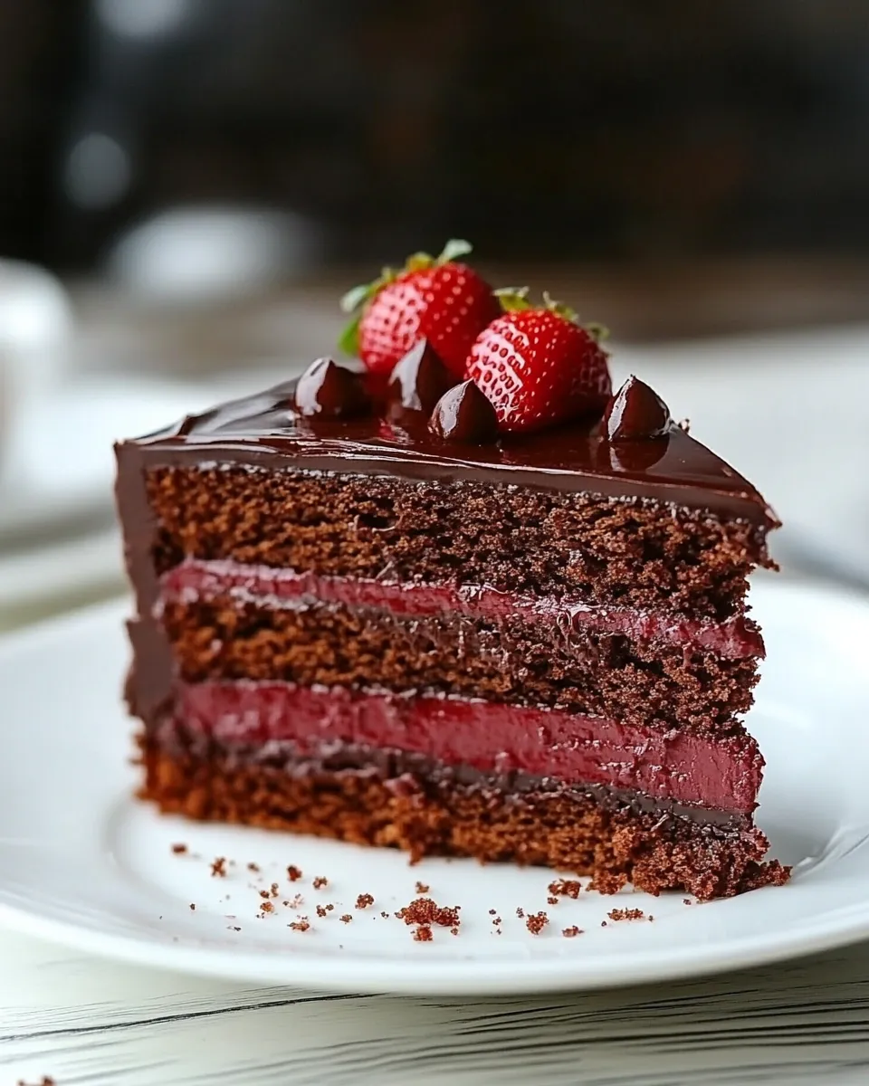 Delicious Chocolate Strawberry Cake shot
