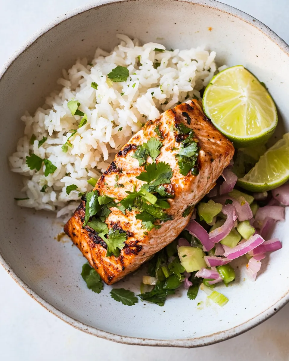 Classic Cilantro Lime Salmon and Rice. image