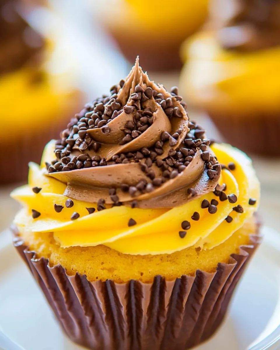 Easy Classic Yellow Cupcakes with Chocolate Buttercream Frosting image