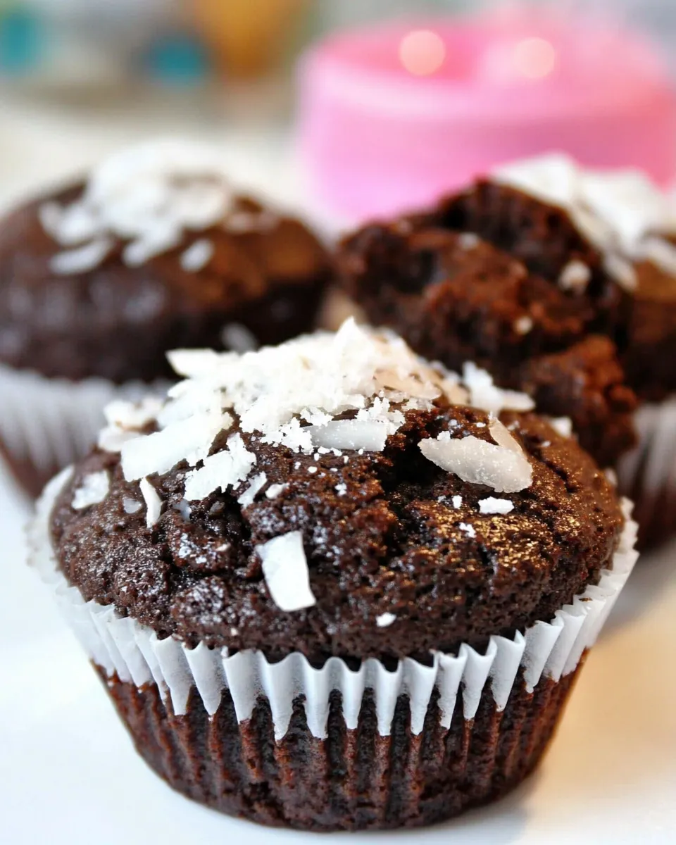 Easy Clean Eating Chocolate Coconut Muffins recipe image