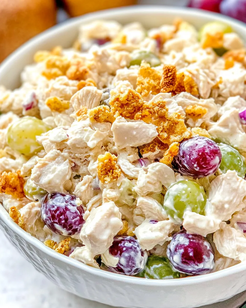 Delicious Copycat Chicken Salad Chicks Grape Salad shot