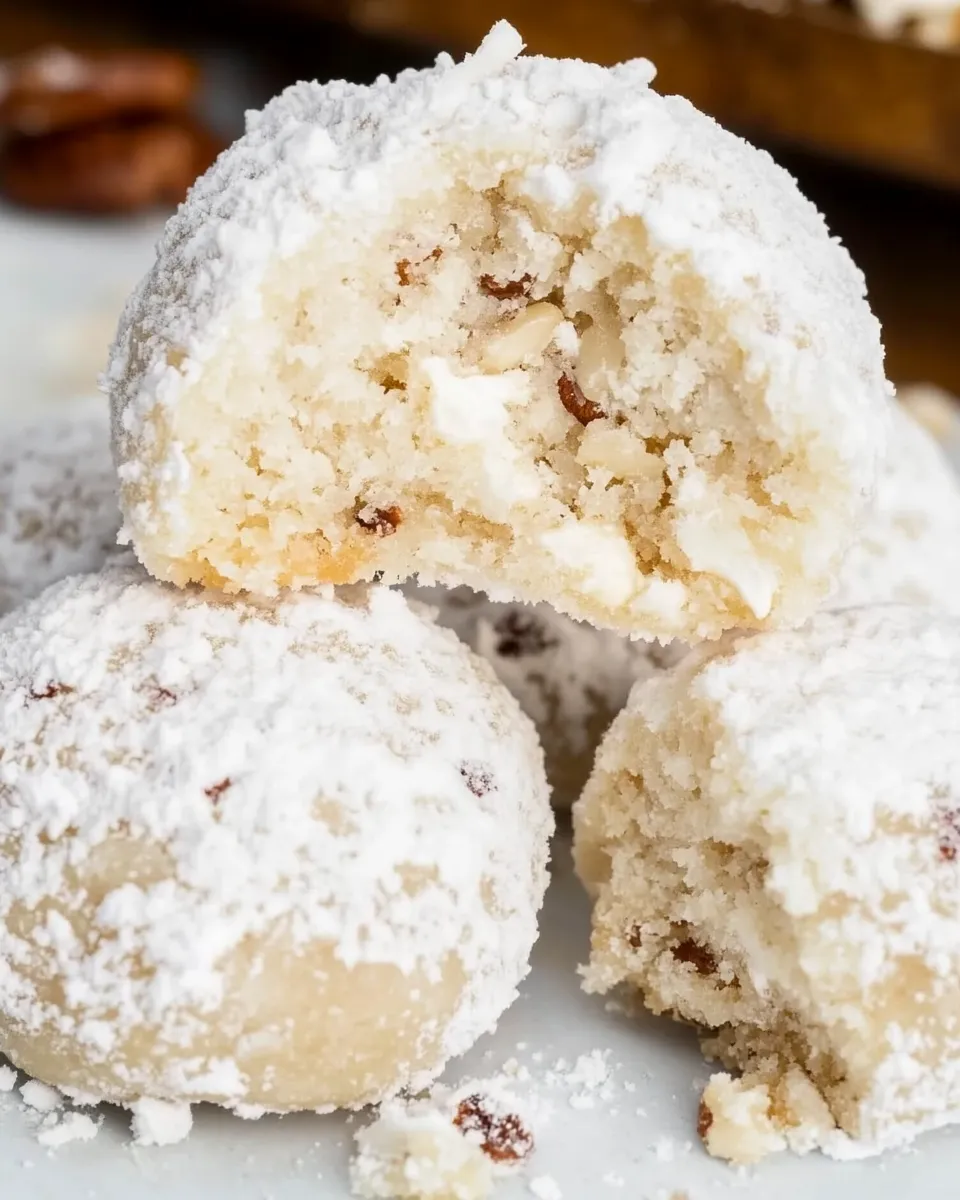 Homemade Cream Cheese Pecan Snowball Christmas Cookies photo