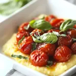 Homemade Creamy Basil Polenta with Roasted Tomatoes photo