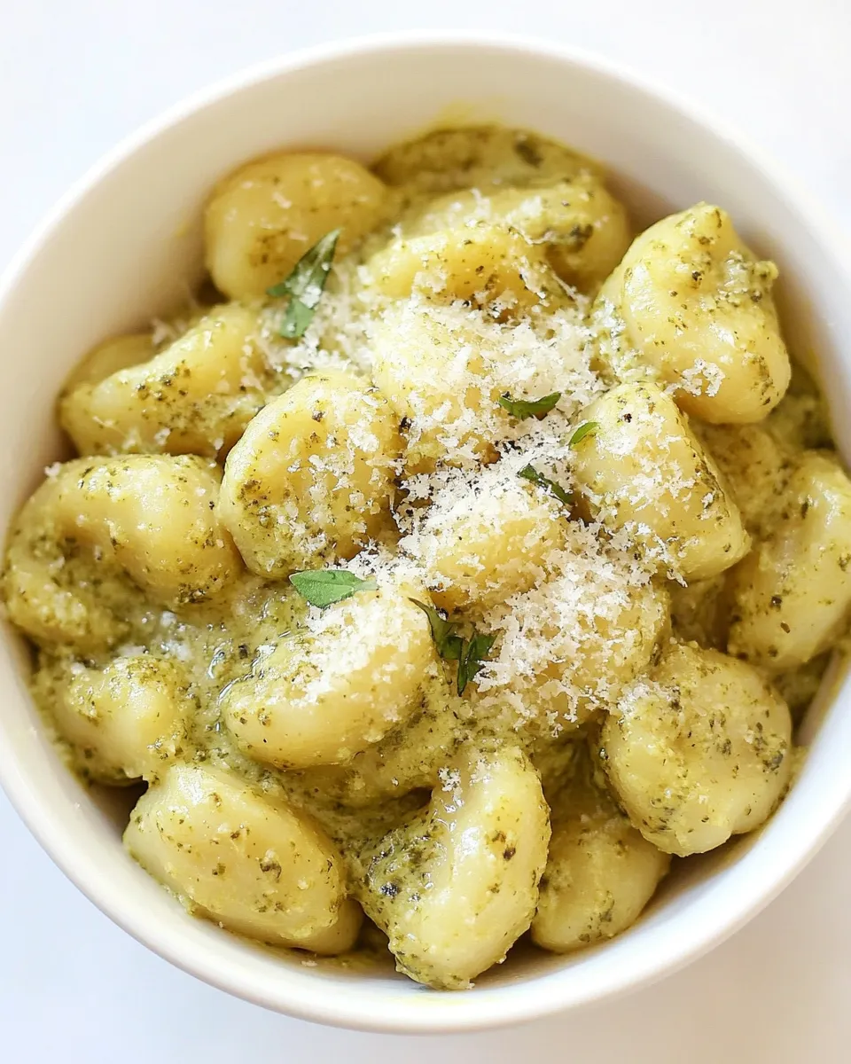 Delicious Creamy Pesto Gnocchi shot
