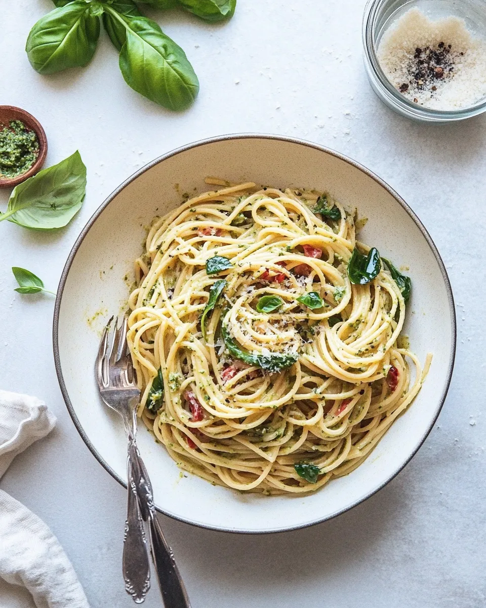 Delicious Creamy Pesto Pasta Recipe shot