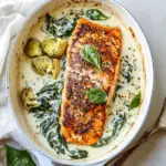 Tasty Creamy Spinach and Artichoke Salmon. shot