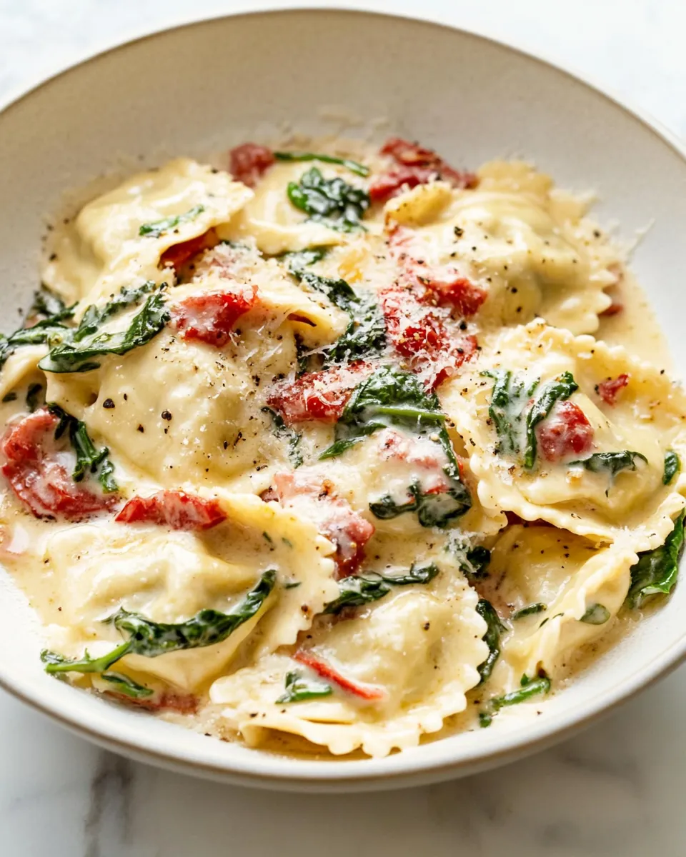 Homemade Creamy Tuscan Ravioli (One Pan, 15 Minutes!) photo