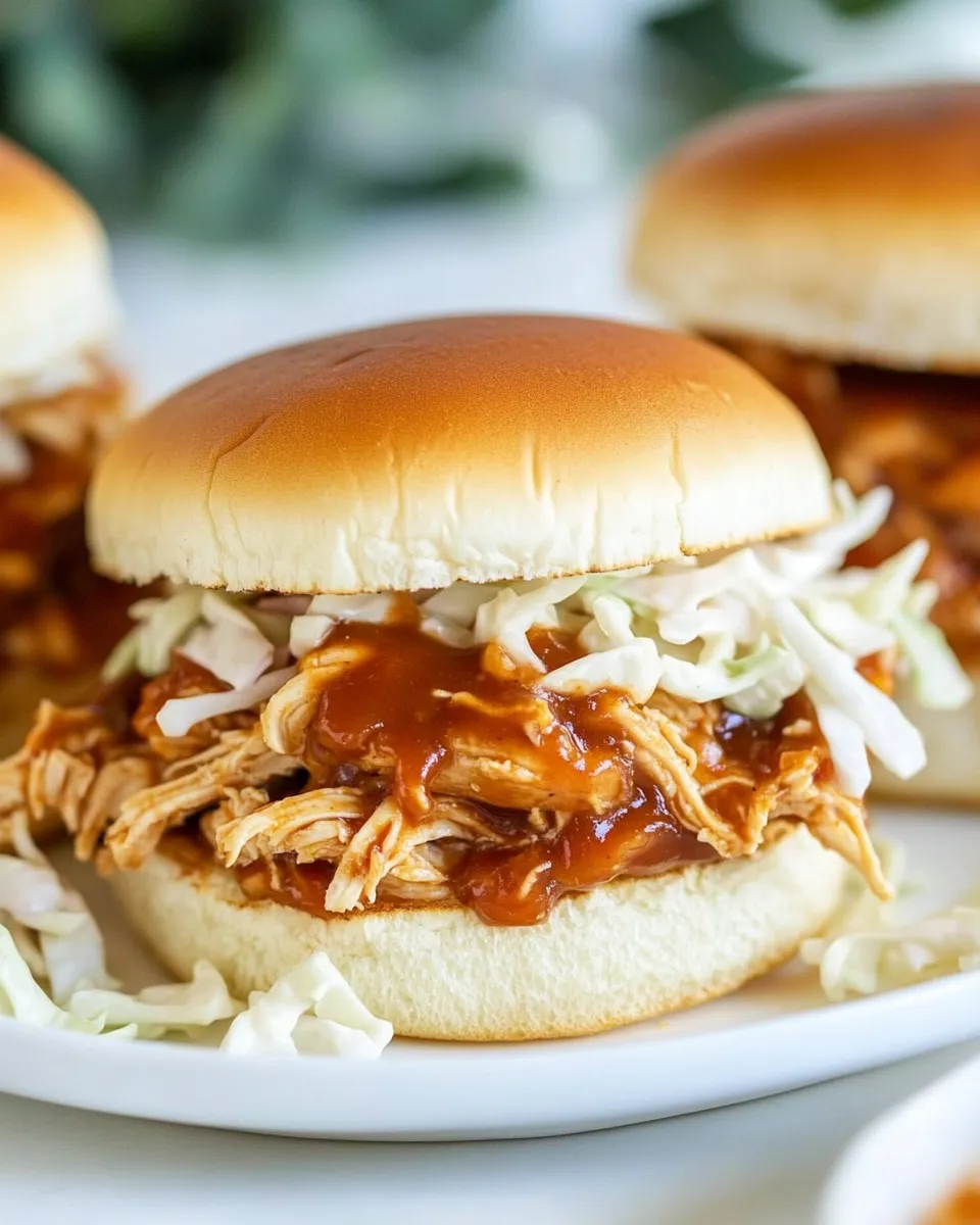 Homemade Crockpot BBQ Chicken Sliders with Ranch Slaw photo