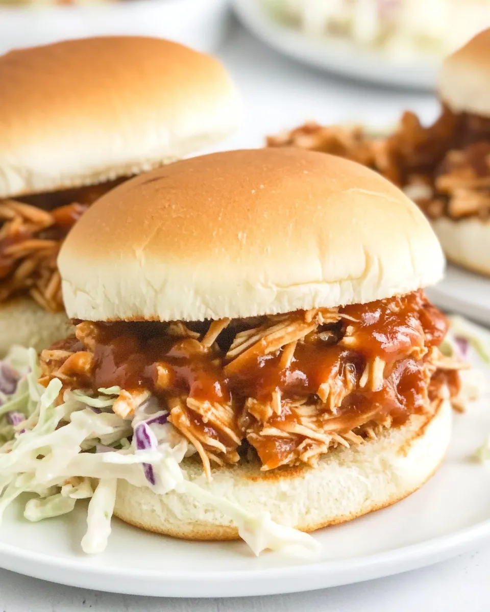 Classic Crockpot BBQ Chicken Sliders with Ranch Slaw image