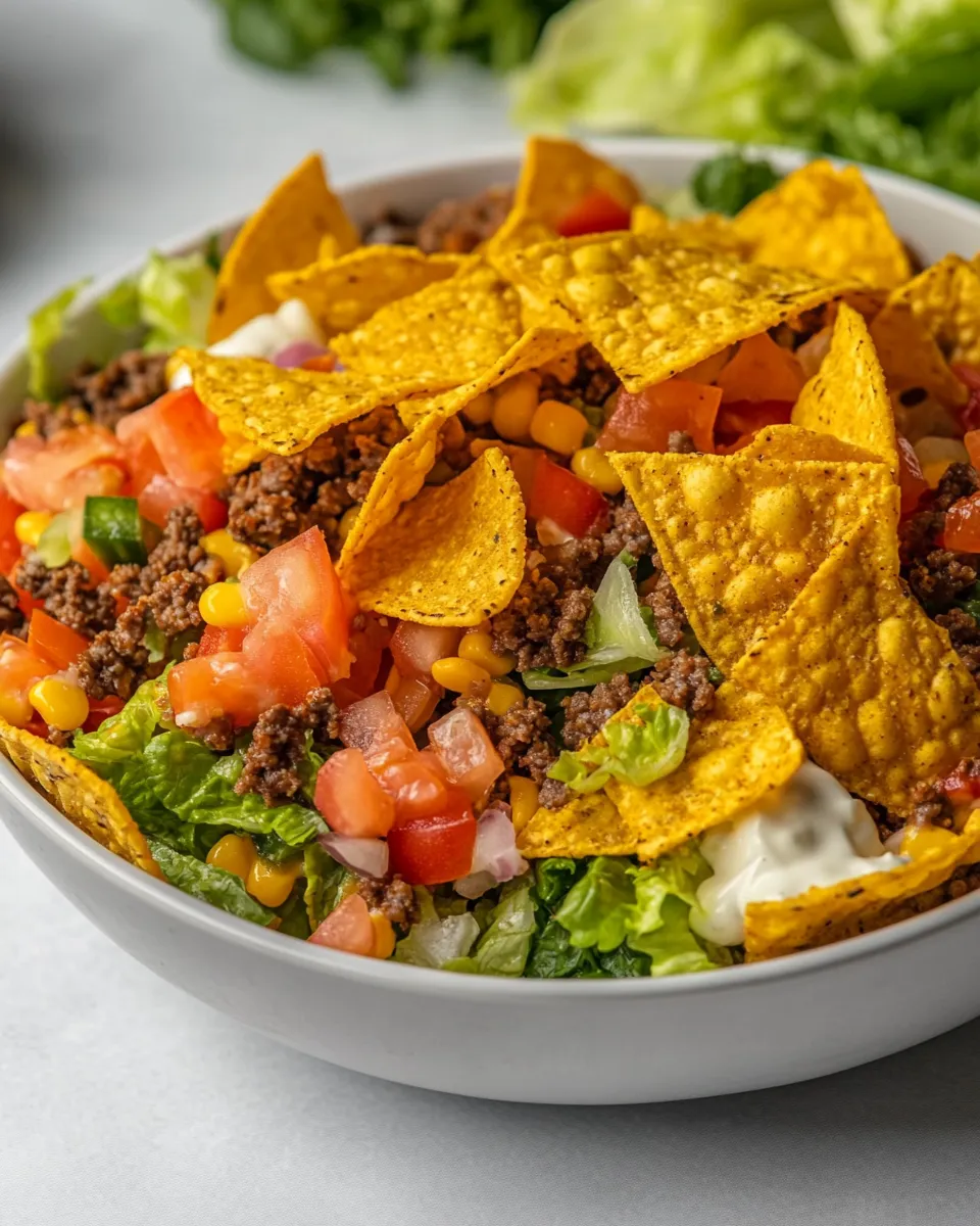 Delicious Doritos Taco Salad shot
