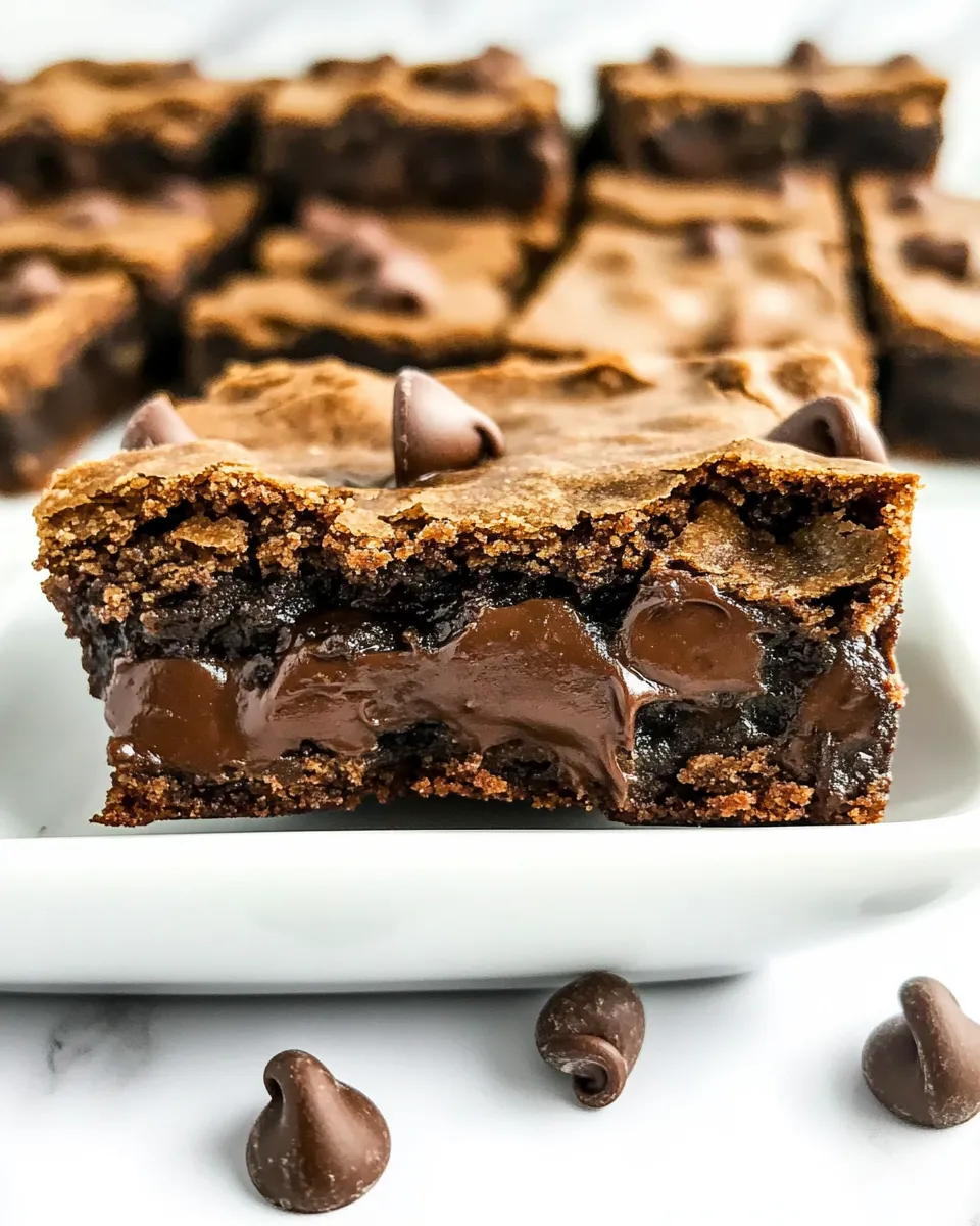 Delicious Double Chocolate Chip Cookie Bars shot