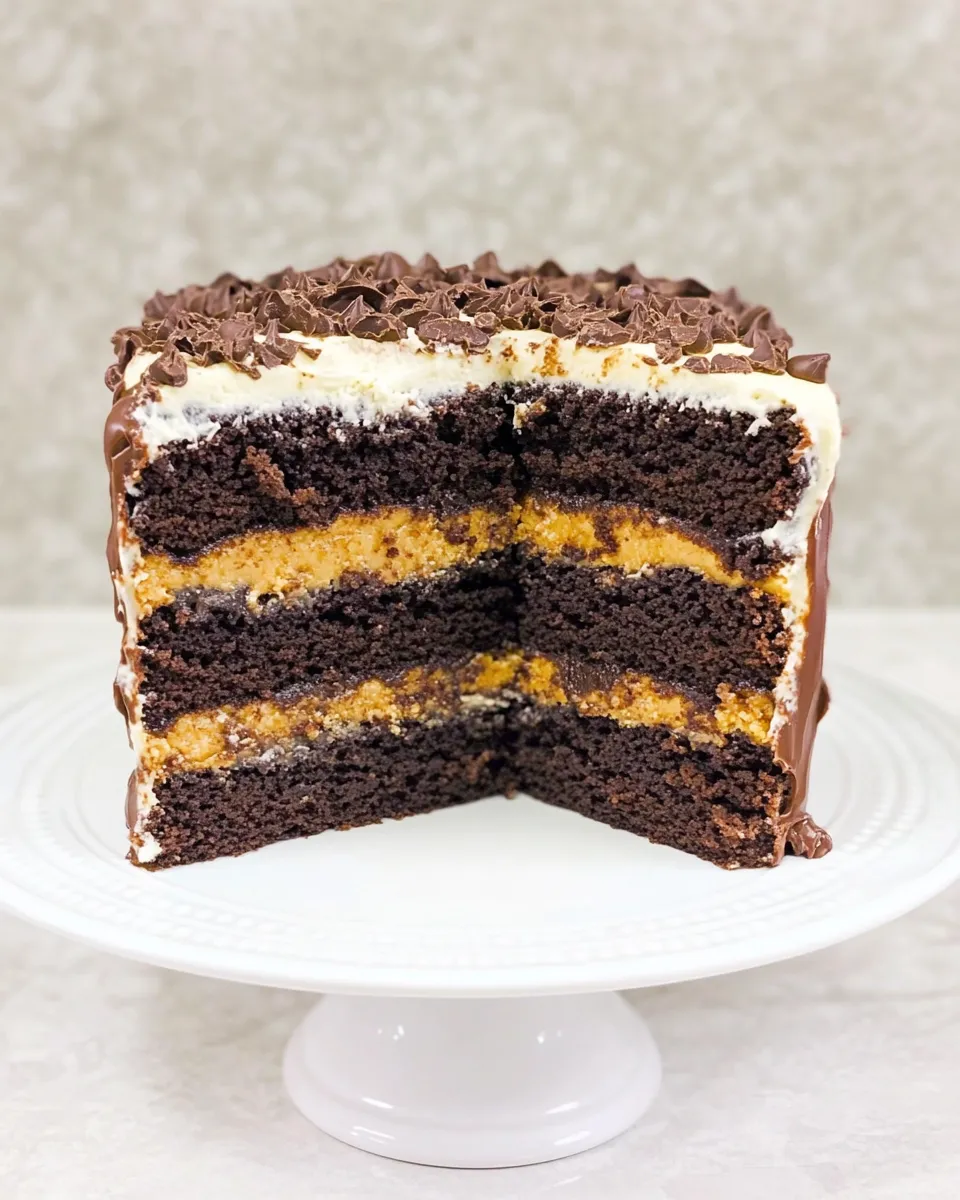 Delicious Double Chocolate Cookie Layer Cake shot