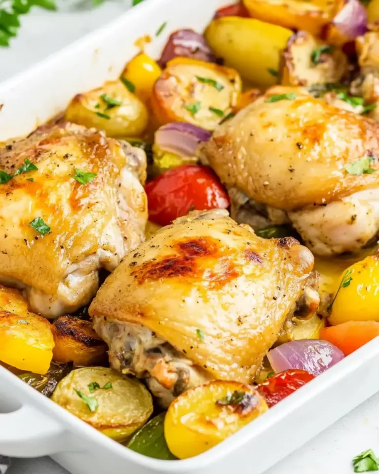 Homemade Easy Baked Chicken Thighs With Vegetables photo