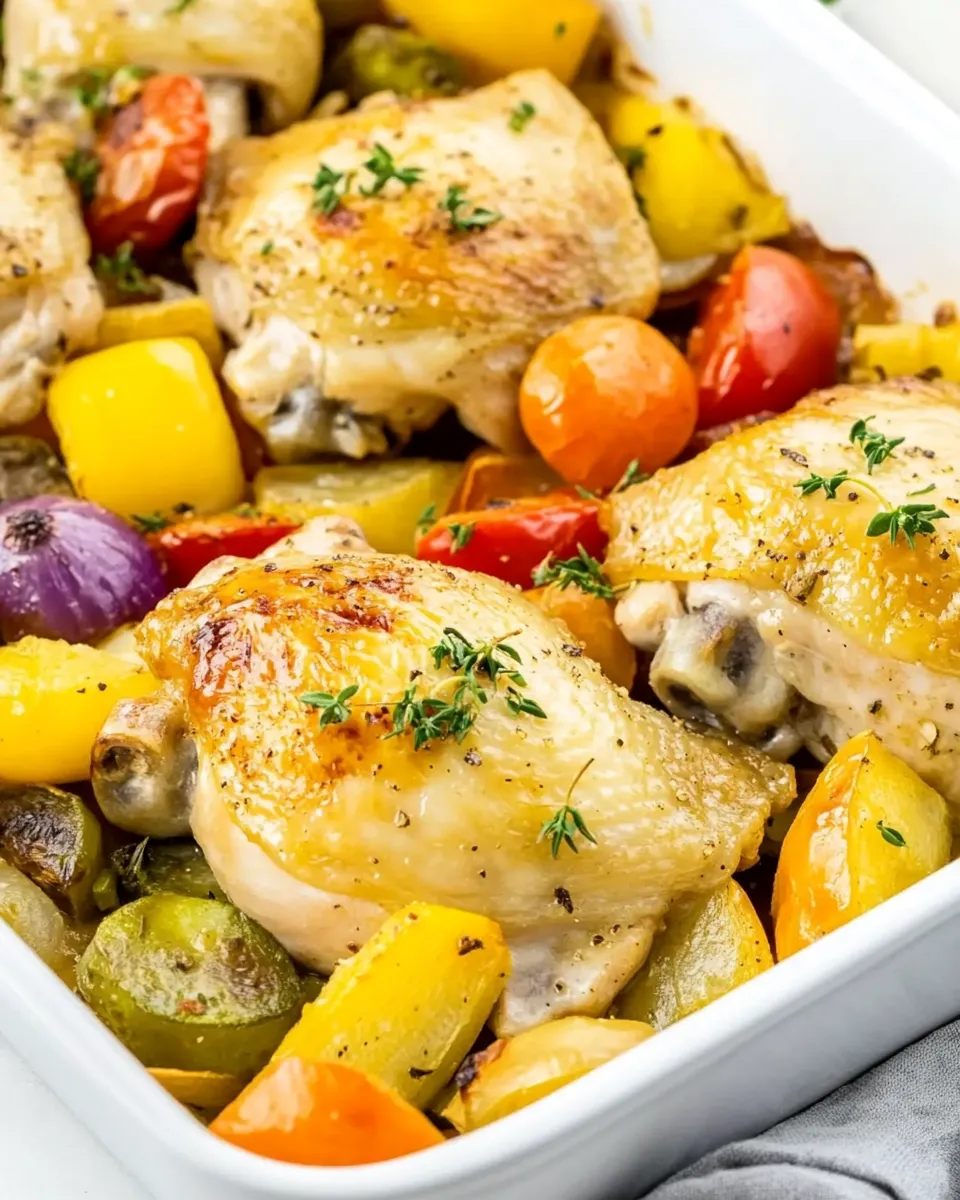 Classic Easy Baked Chicken Thighs With Vegetables image
