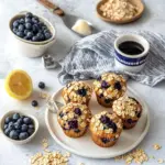 Homemade Easy lemon & blueberry yoghurt muffins with oats photo