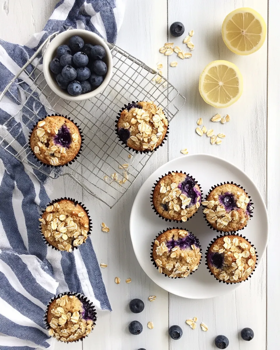 Classic Easy lemon & blueberry yoghurt muffins with oats image