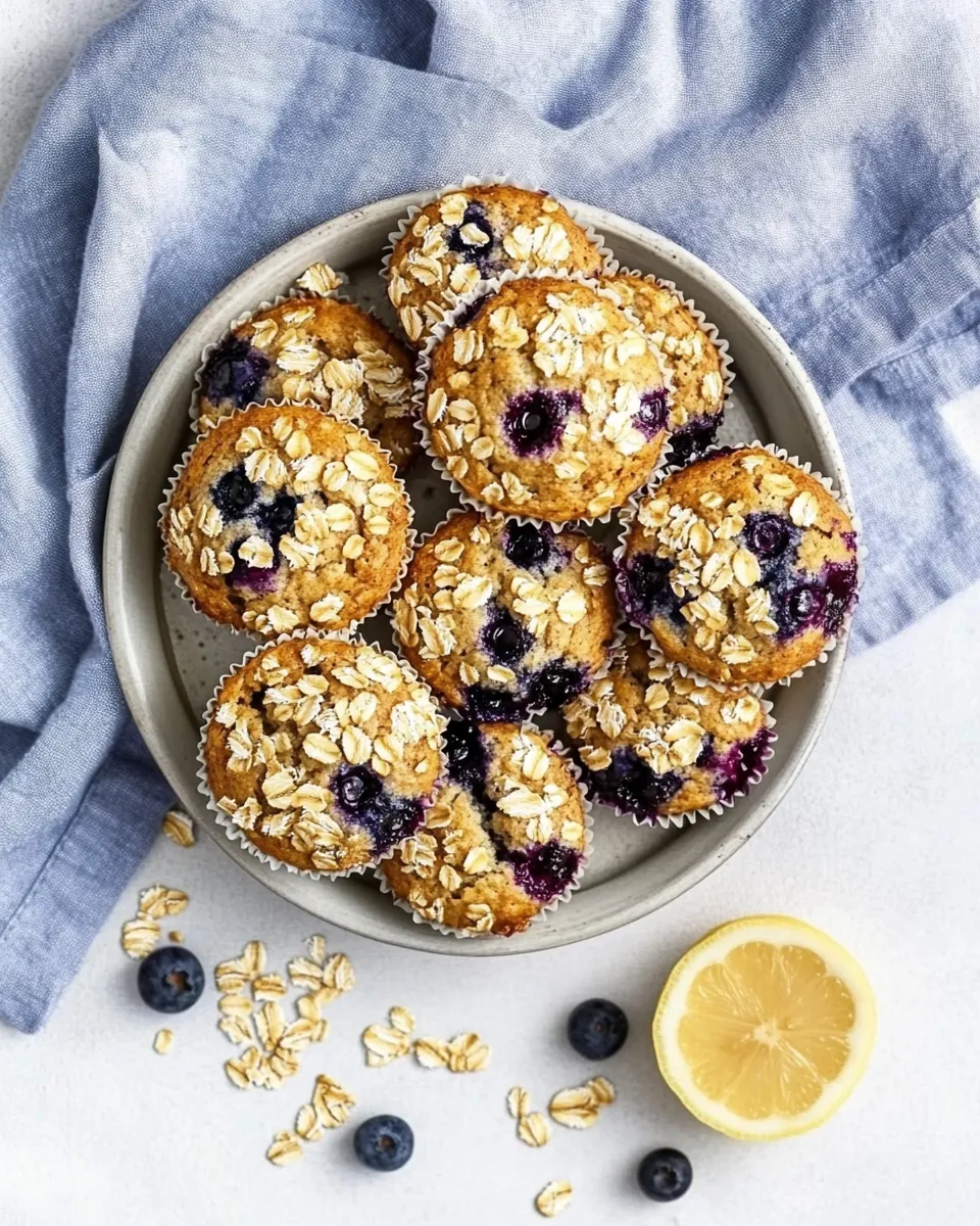 Delicious Easy lemon & blueberry yoghurt muffins with oats recipe photo