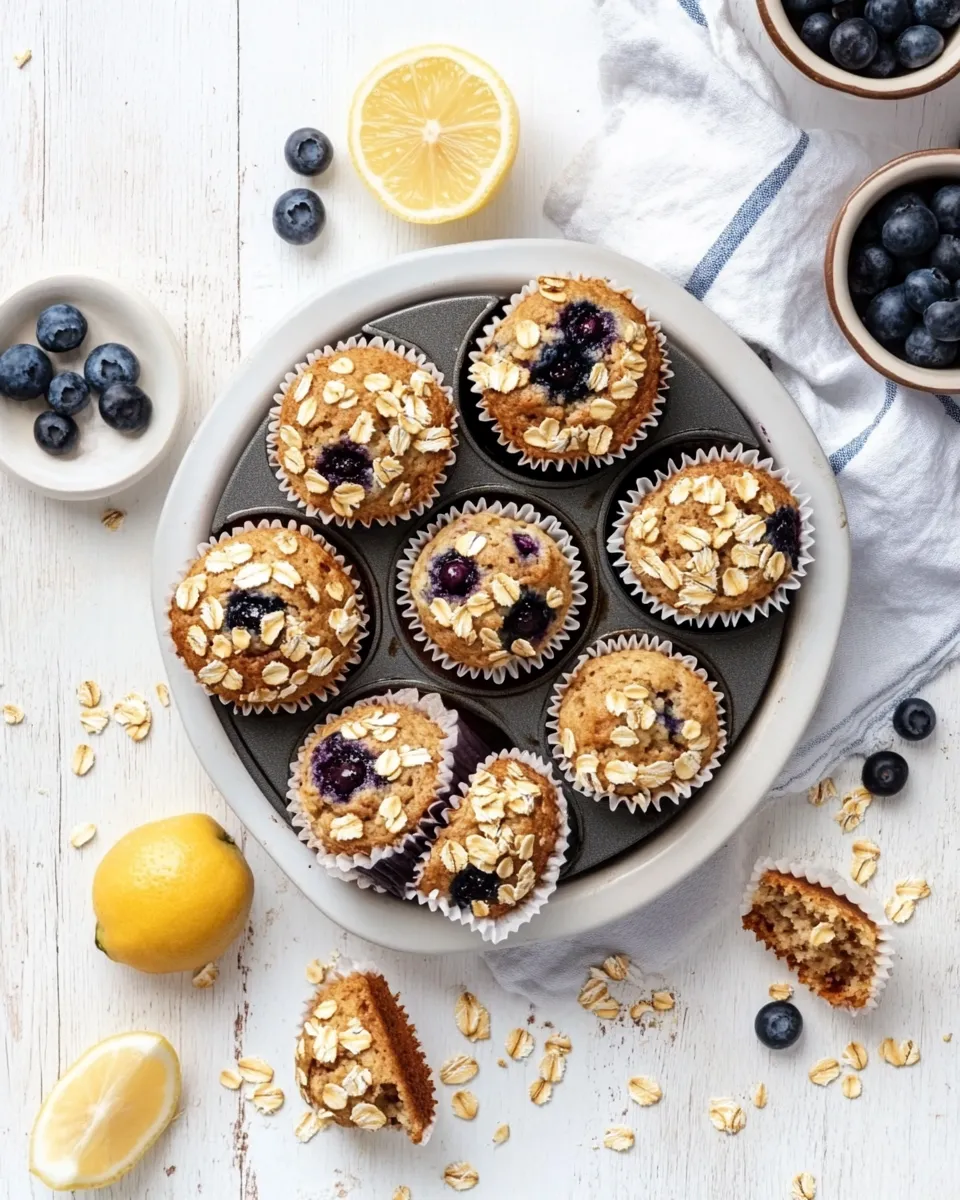 Quick Easy lemon & blueberry yoghurt muffins with oats shot