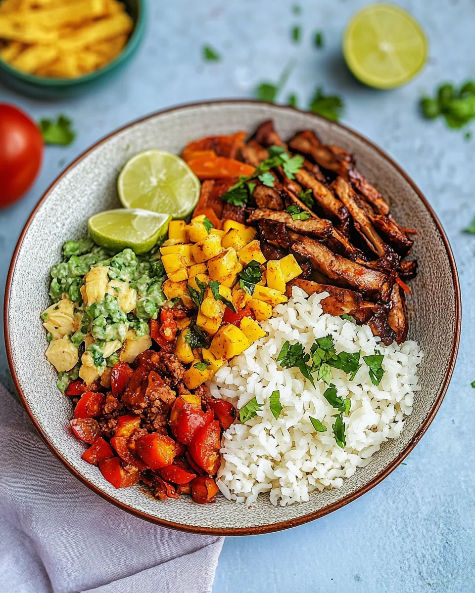 Easy Fajita Bowl (Vegan Option) food shot