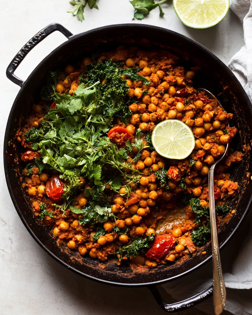 Classic Farro Chickpea Skillet with Tomatoes, Kale, Cardamom & Lime image