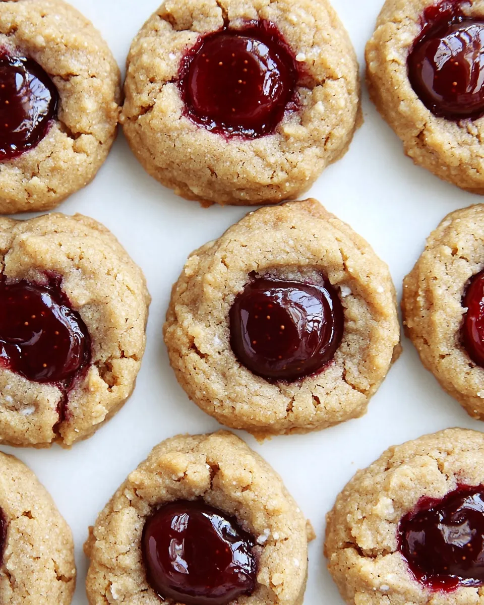 Easy Flourless Peanut Butter and Jelly Thumbprint Cookies picture
