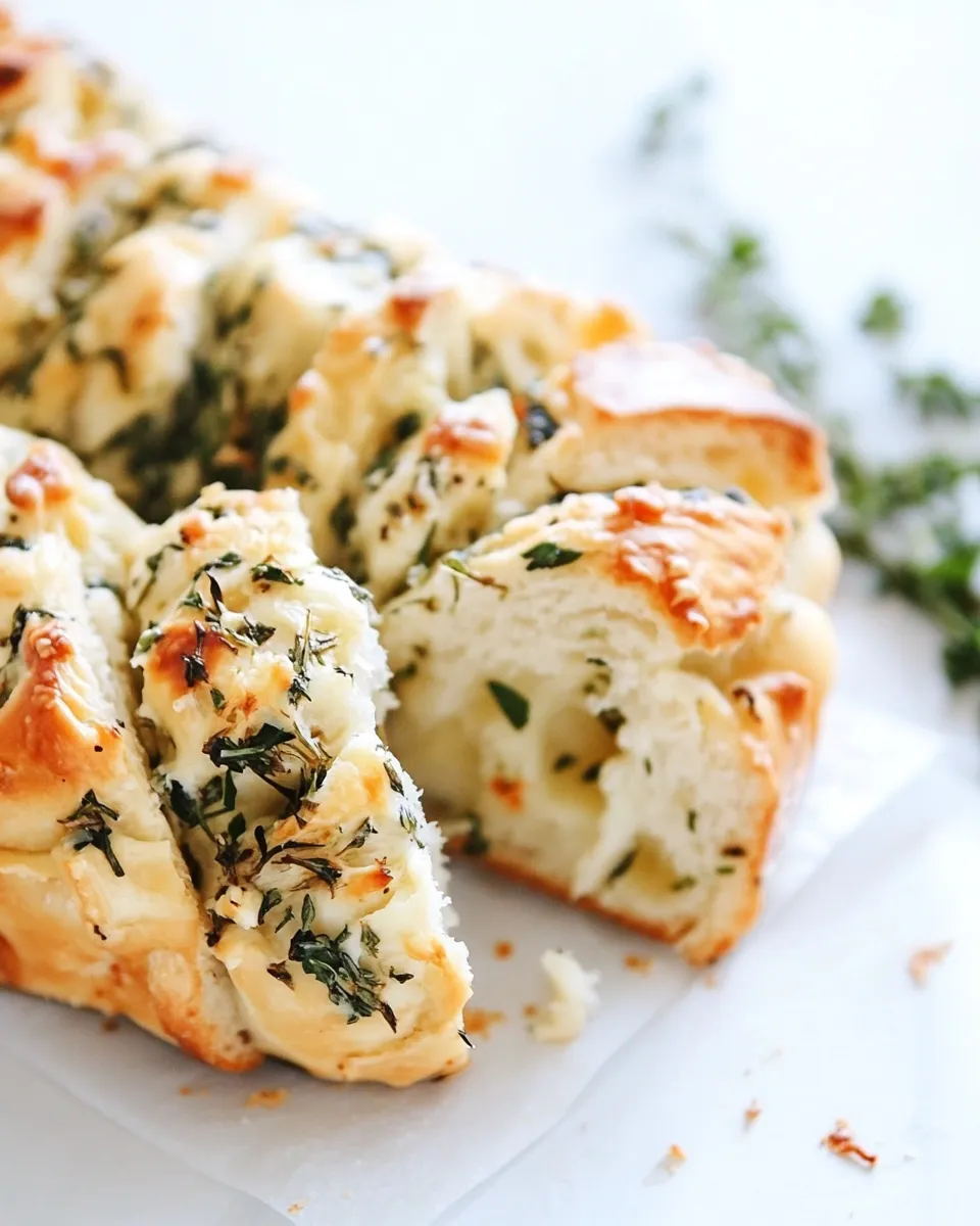 Delicious Garlic Herb and Cheese Pull Apart Bread shot