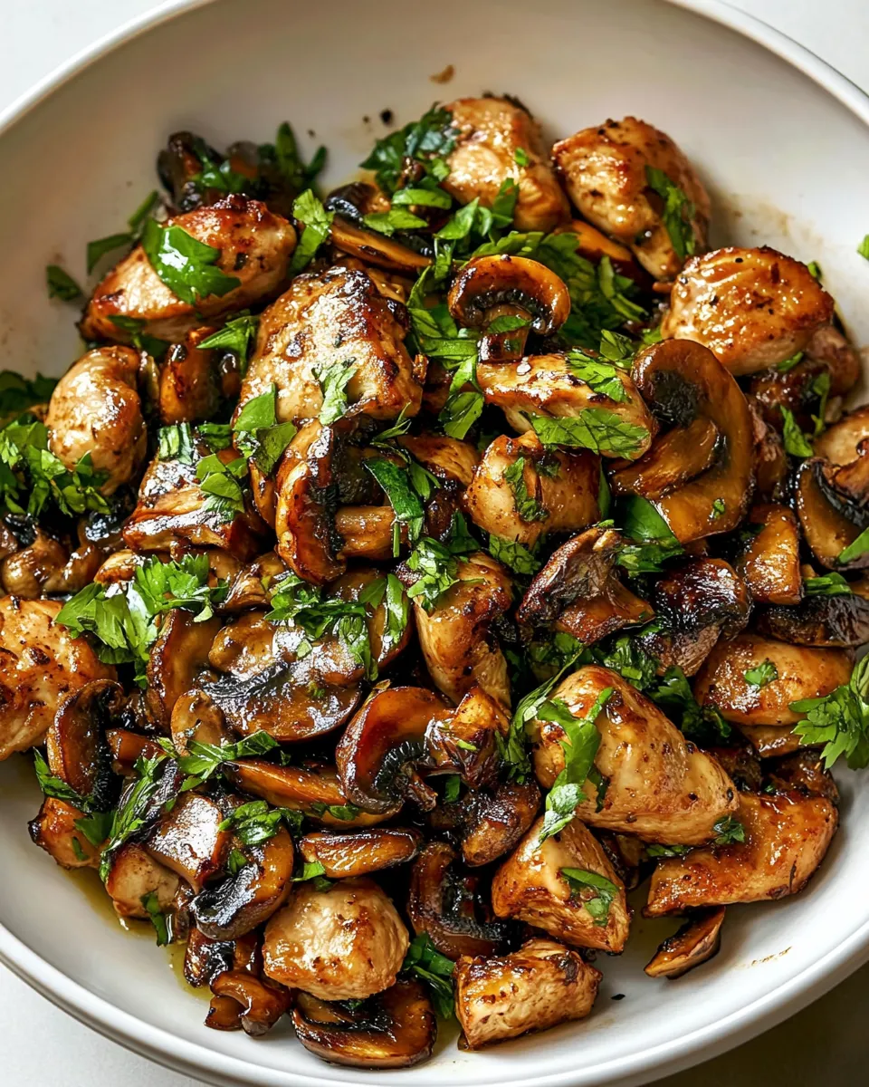 Delicious Garlic Mushroom Chicken Bites image