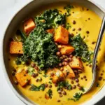 Homemade Ginger Sweet Potato Coconut Milk Stew with Lentils & Kale photo